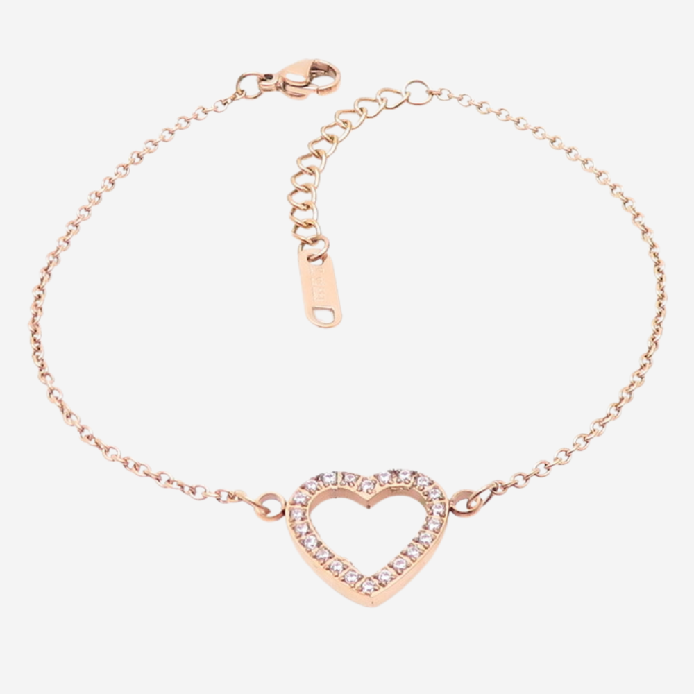 Herzform Love Armband Wasserfest Roségold 17-21cm