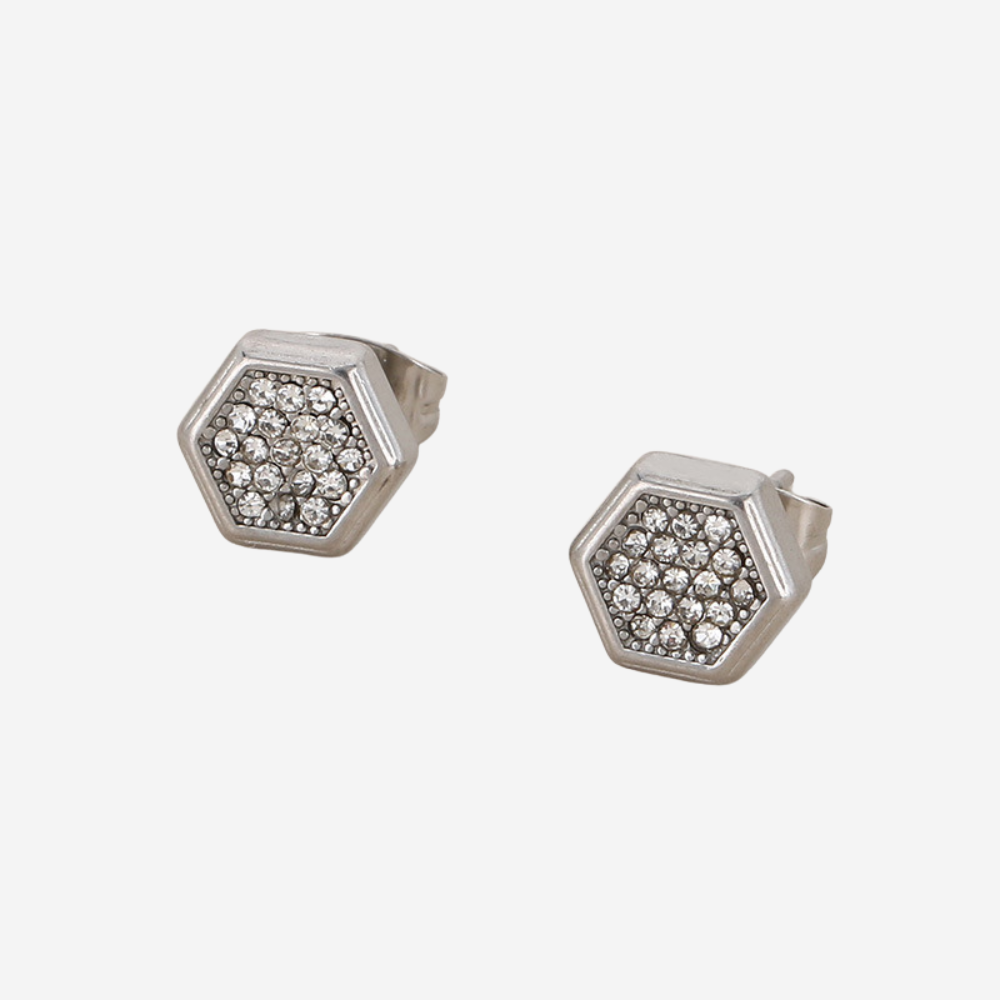 Minimalistische Hexagon Ohrstecker Czarina Silber