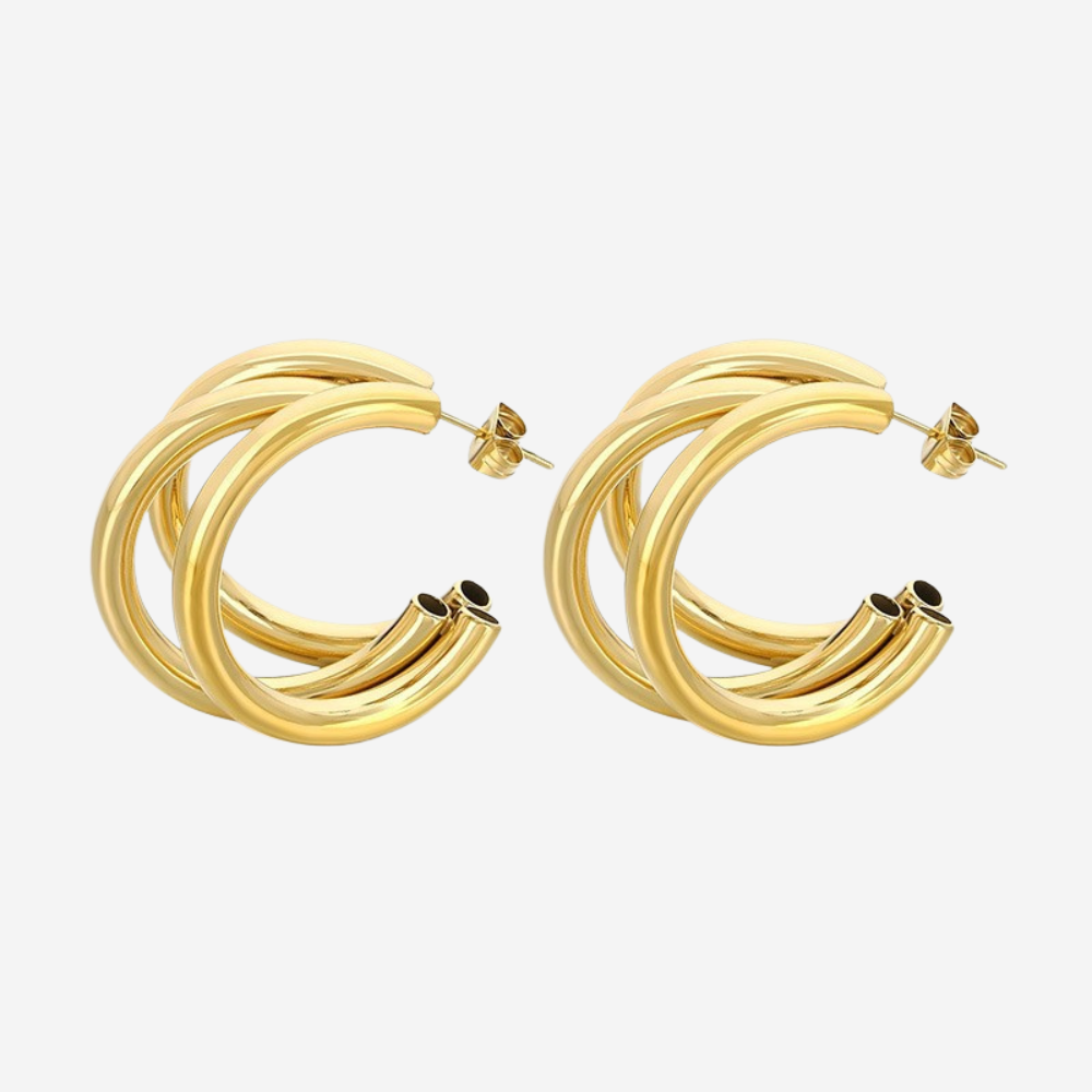 Modern Triple Hoops Czarina Gold