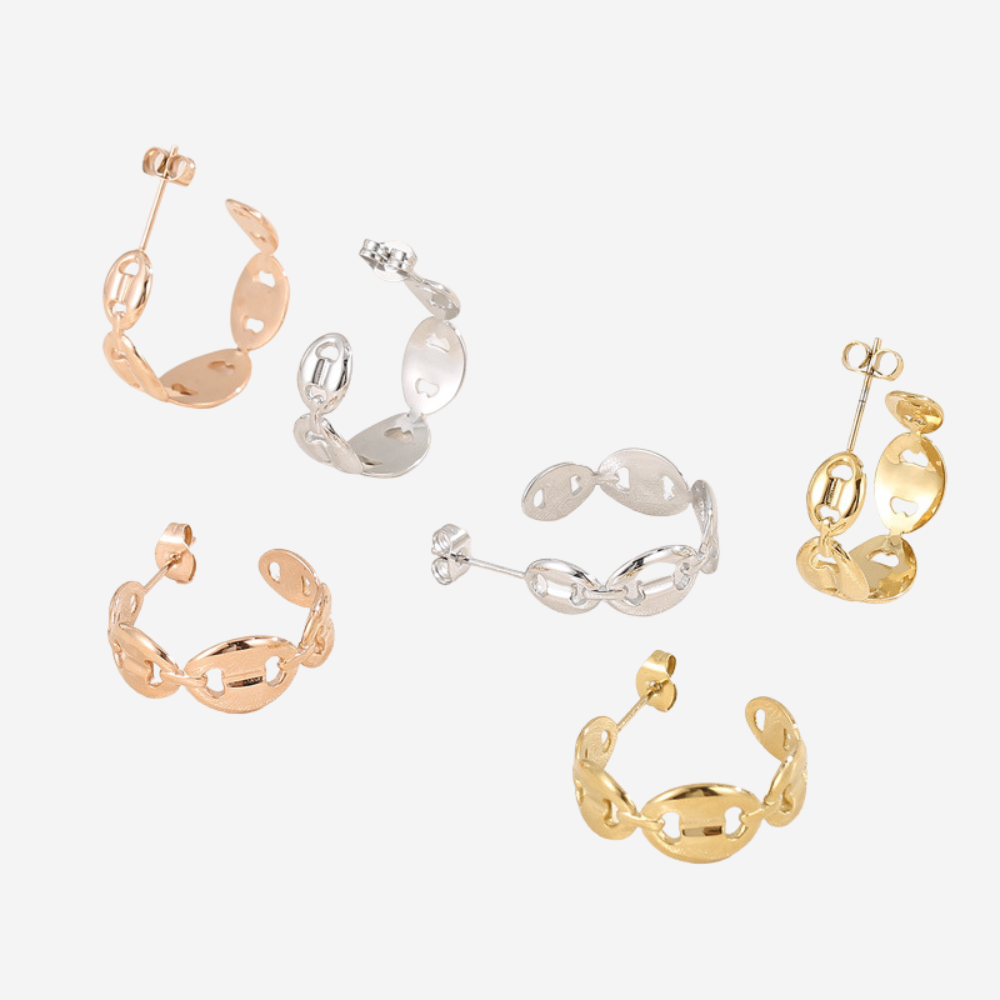 Kettenoptik Creolen Ohrringe Wasserfest