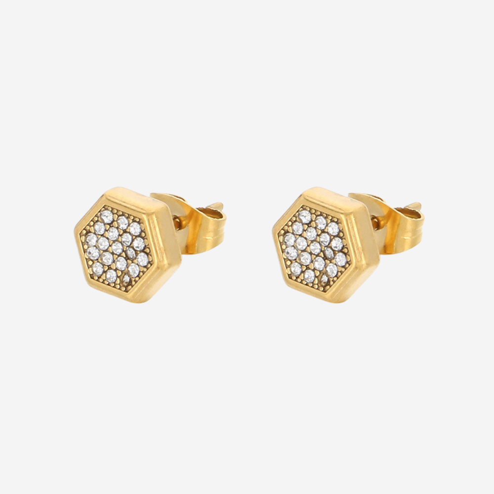 Minimalistische Hexagon Ohrstecker Czarina Gold