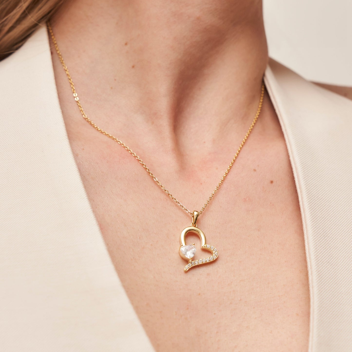 Zirkonia-Herz-Halskette Halsketten Czarina Jewellery