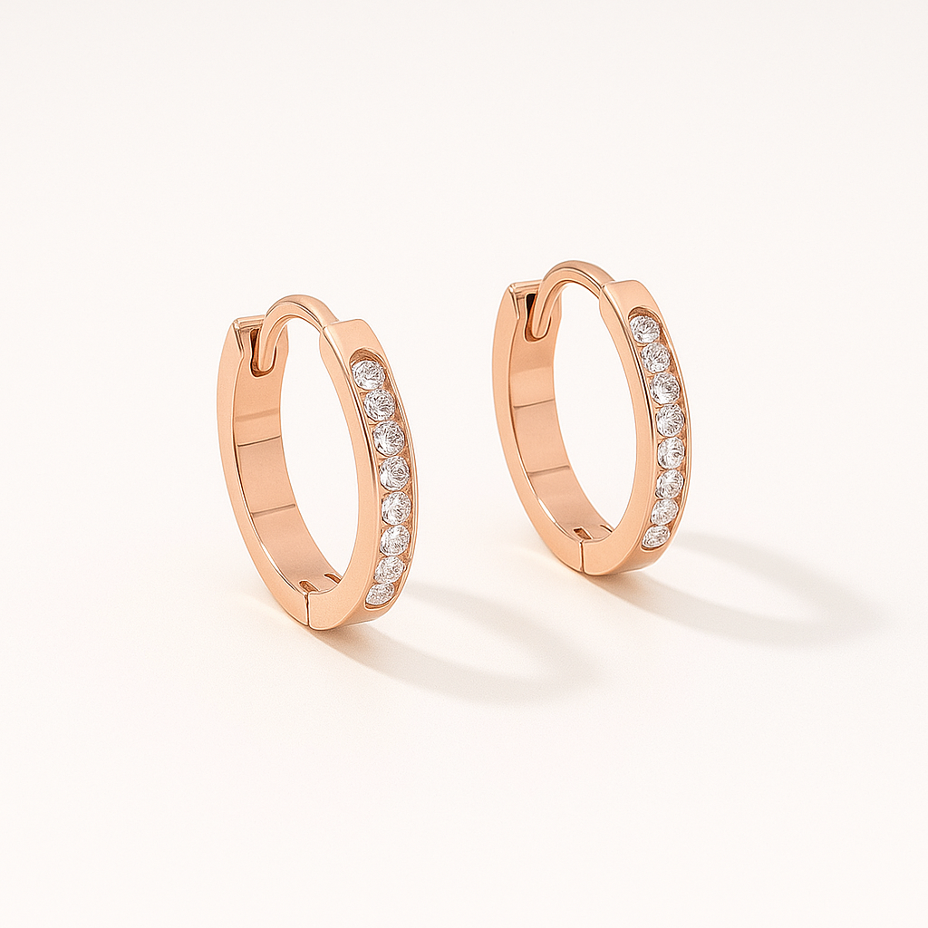 Gold & Shine Creolen Wasserfest Roségold 13x2mm