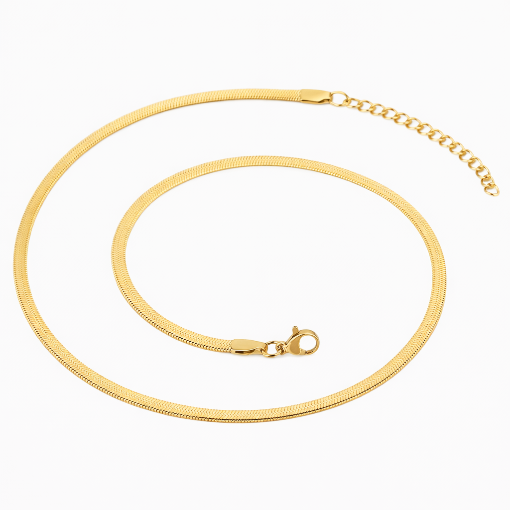 Feine Glieder Halskette Halsketten Wasserfest Gold 45cm