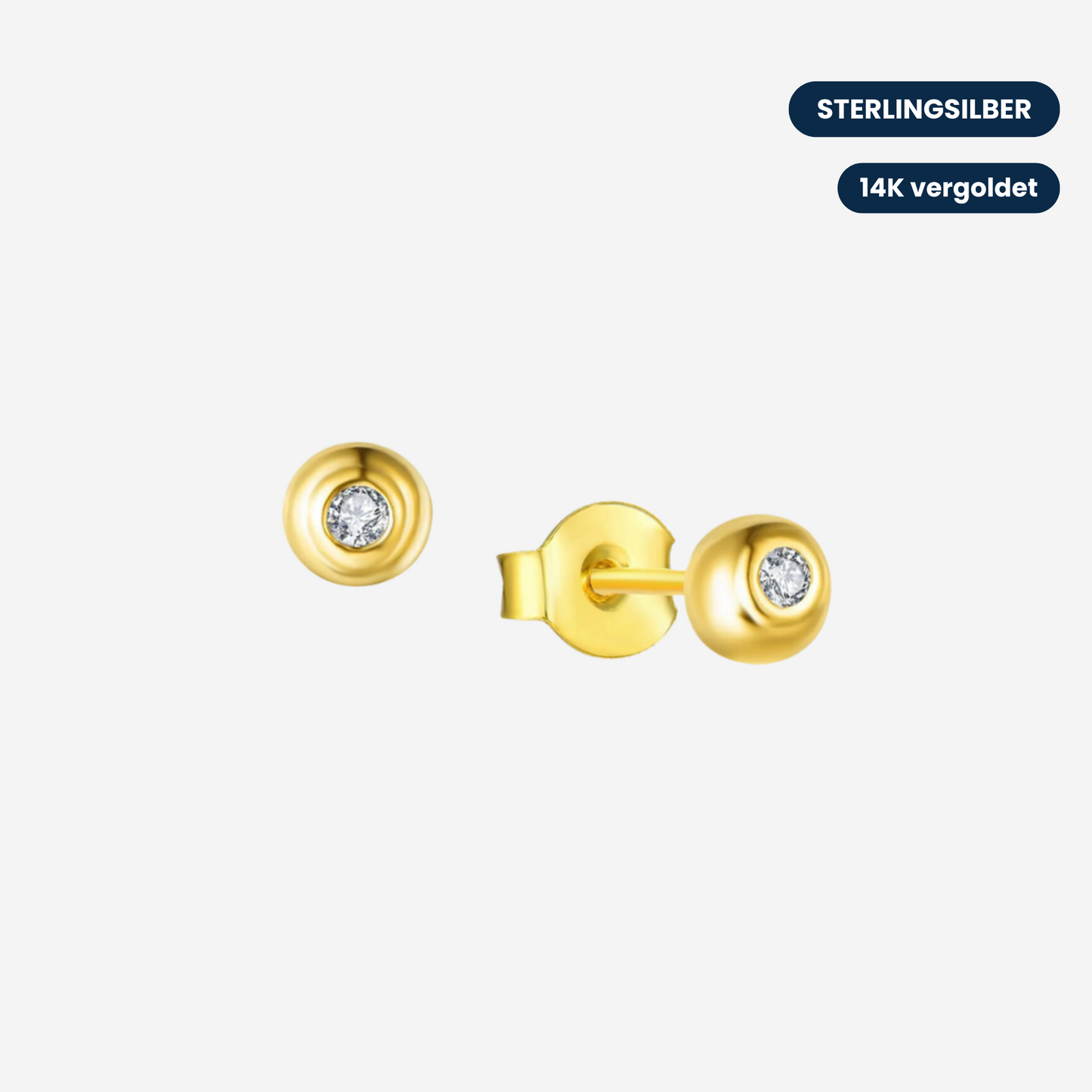 Gold Zirkonia Ohrstecker Ohrringe Sterlingsilber