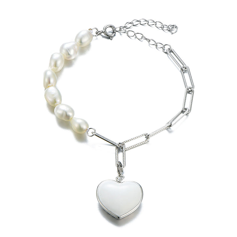 Léa Pearl Heart Armband Armband Sterlingsilber