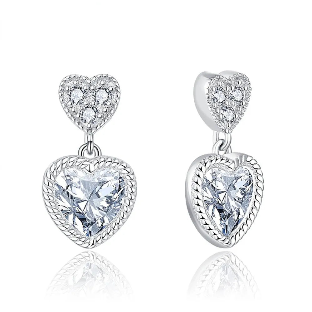 Doppel Herz Ohrringe Ohrringe Sterlingsilber