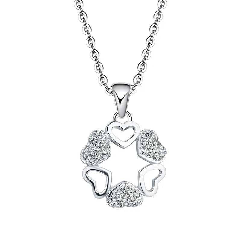 Herz Kleeblatt Halskette Halsketten Sterlingsilber