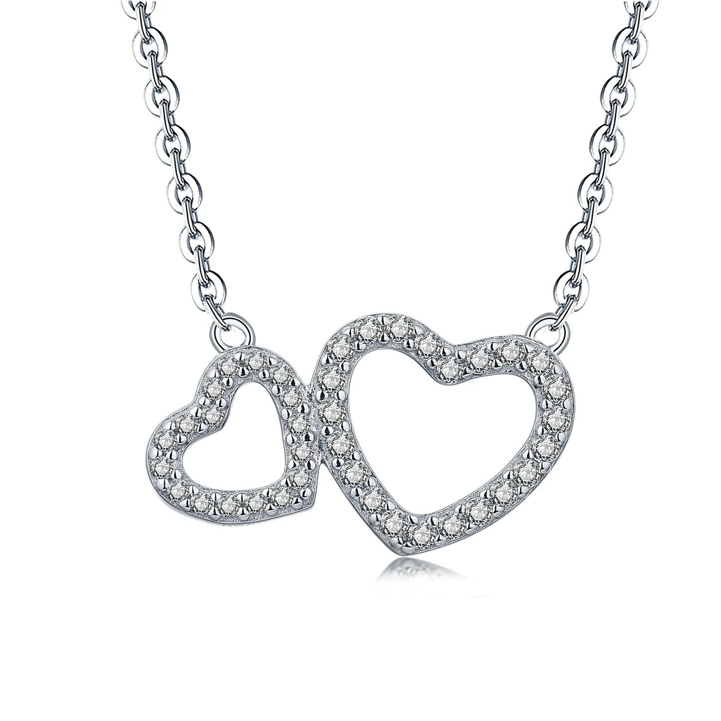 Zwei Herzen Halskette Halsketten Sterlingsilber