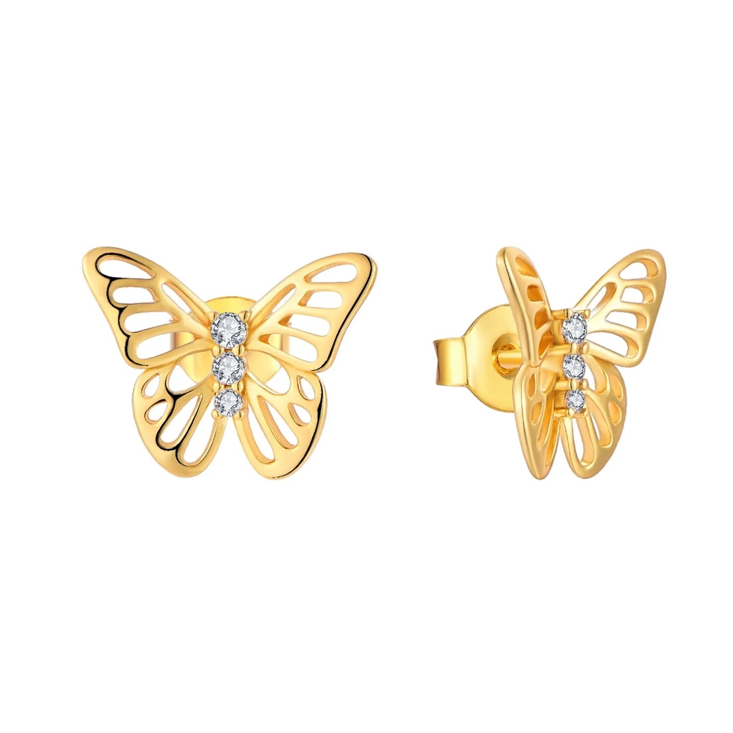 Schmetterling Gold Ohrringe Ohrringe Sterlingsilber