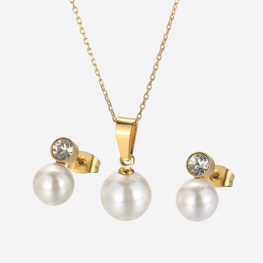 Perlen Schmuck Set Czarina Gold 45 cm