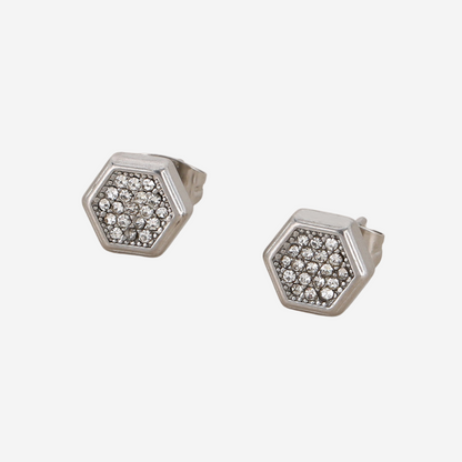 Minimalistische Hexagon Ohrstecker Czarina Silber