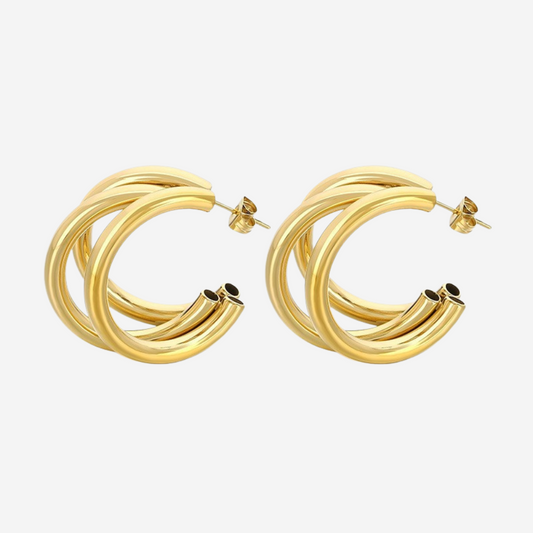Modern Triple Hoops Czarina Gold