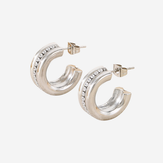 Double Shine Hoops Wasserfest Silber 20x8mm