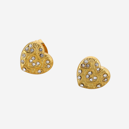 Verspielte Herz Ohrstecker Wasserfest Gold 10mm