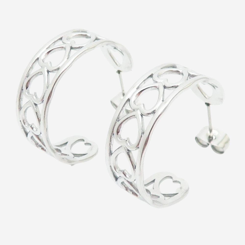 Cut-out Herz Ohrringe Czarina Silber
