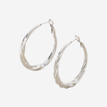 Gedrehte Hoop Creolen Wasserfest Silber 40x5mm