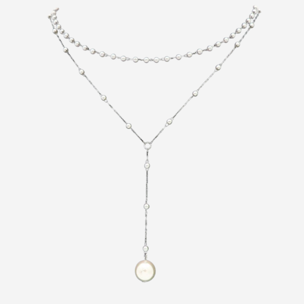 Perlen Y-Halskette Czarina Silber