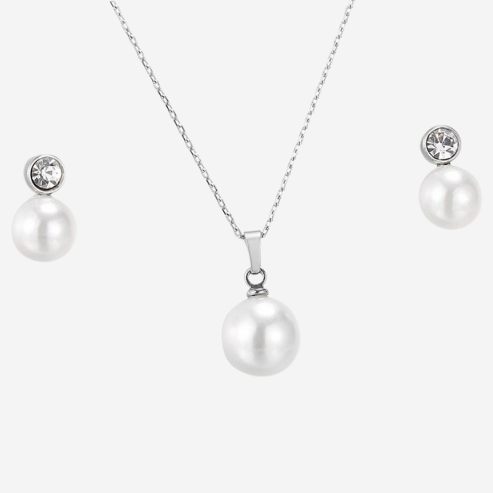 Perlen Schmuck Set Czarina Silber 45 cm