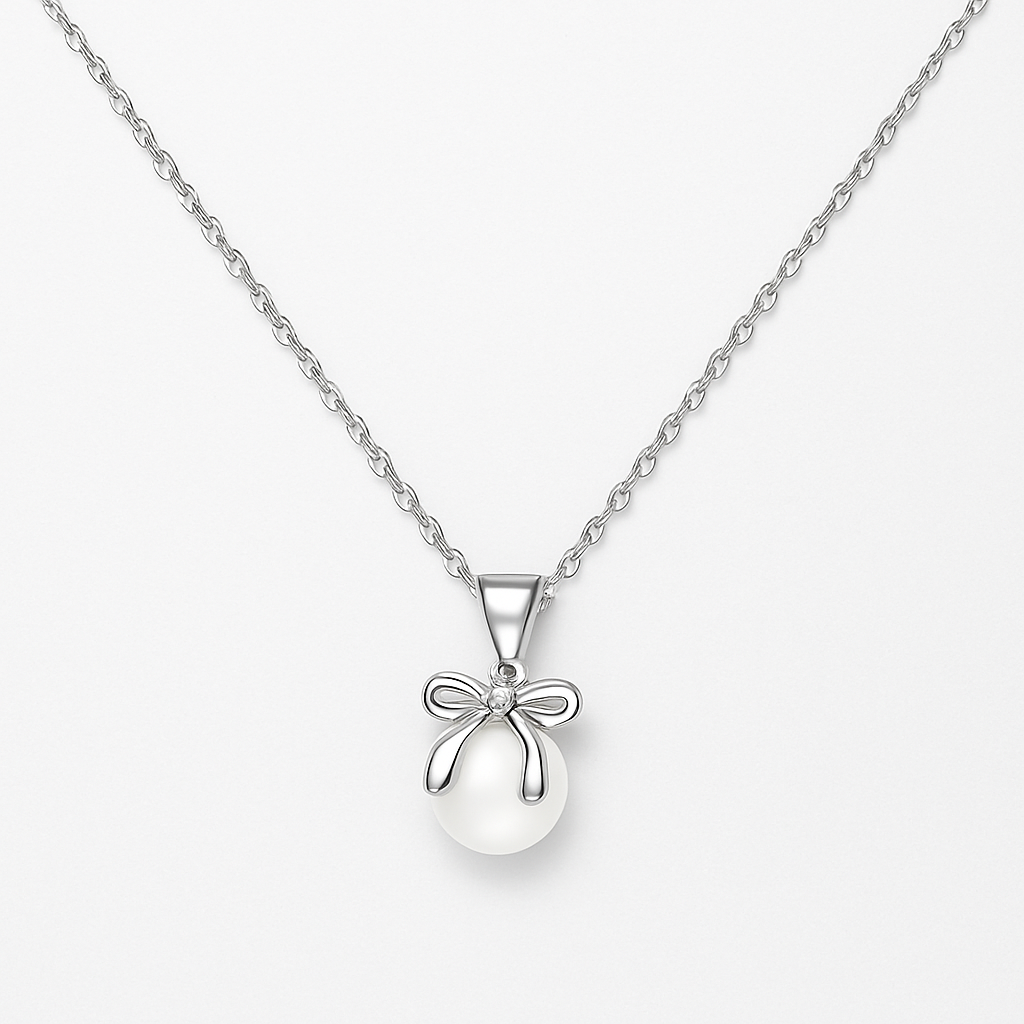 Lovely Bow Perlenhalskette Czarina Silber