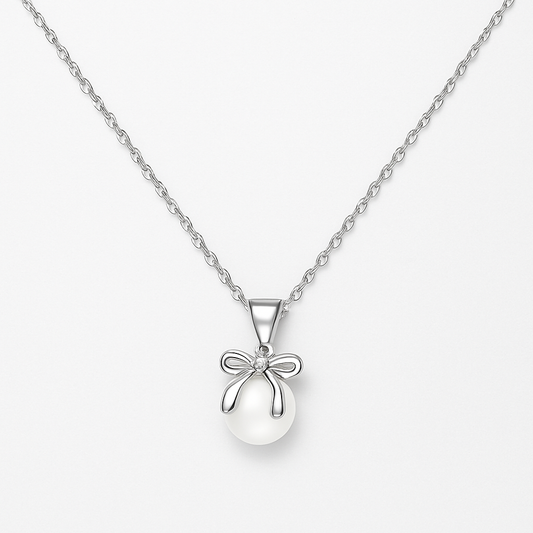Lovely Bow Perlenhalskette Czarina Silber