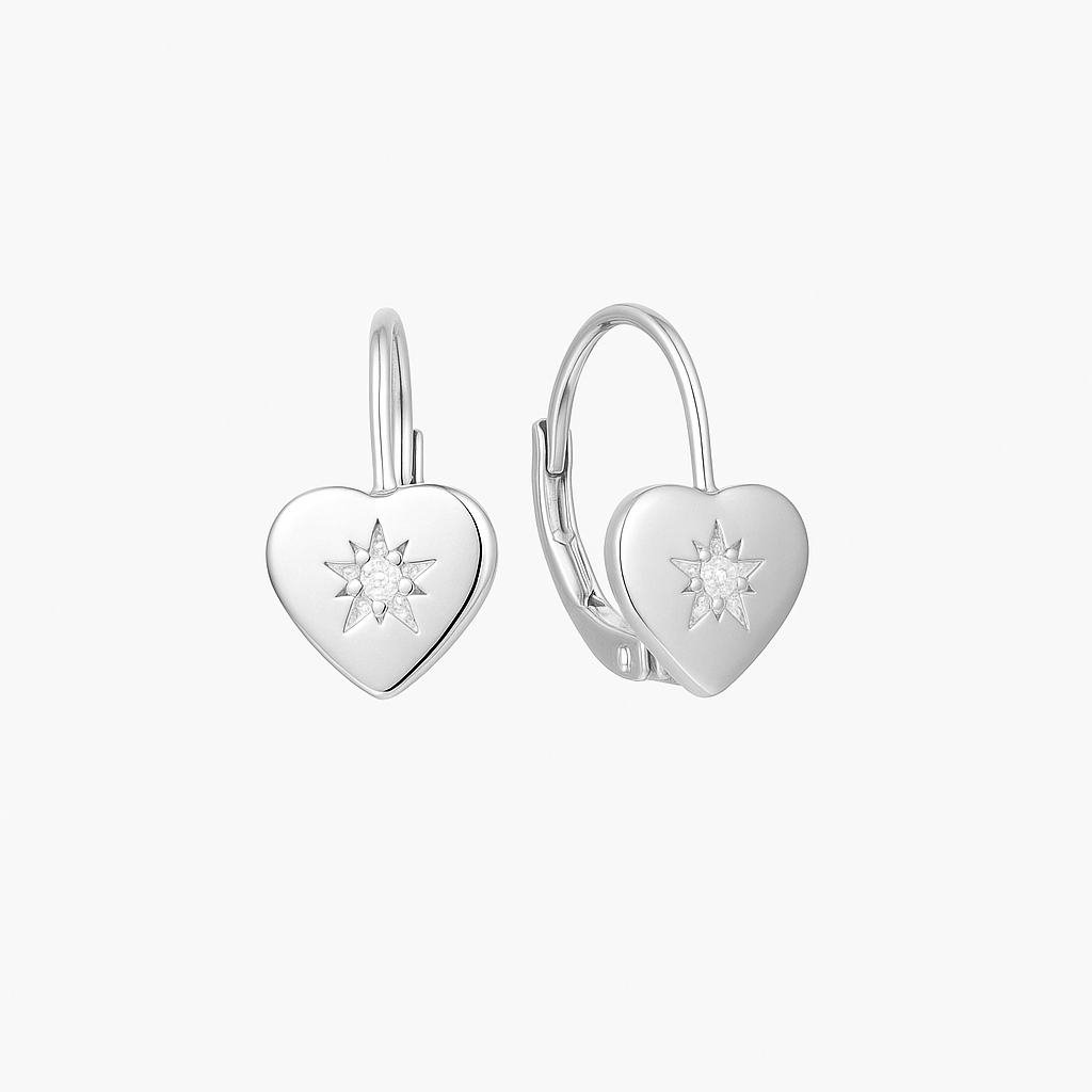 Herz Edelweiss Ohrringe Ohrringe Sterlingsilber Silber