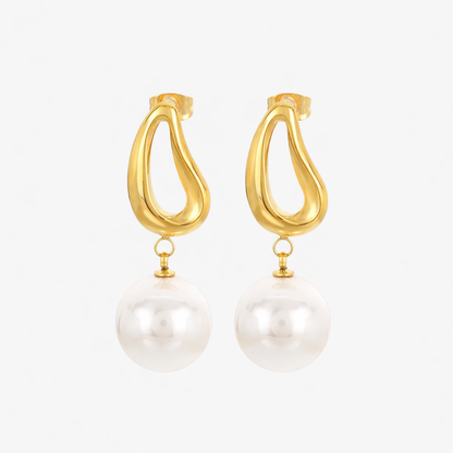 Tropfen-Perlenohrringe Ohrringe Wasserfest Gold 20x12mm
