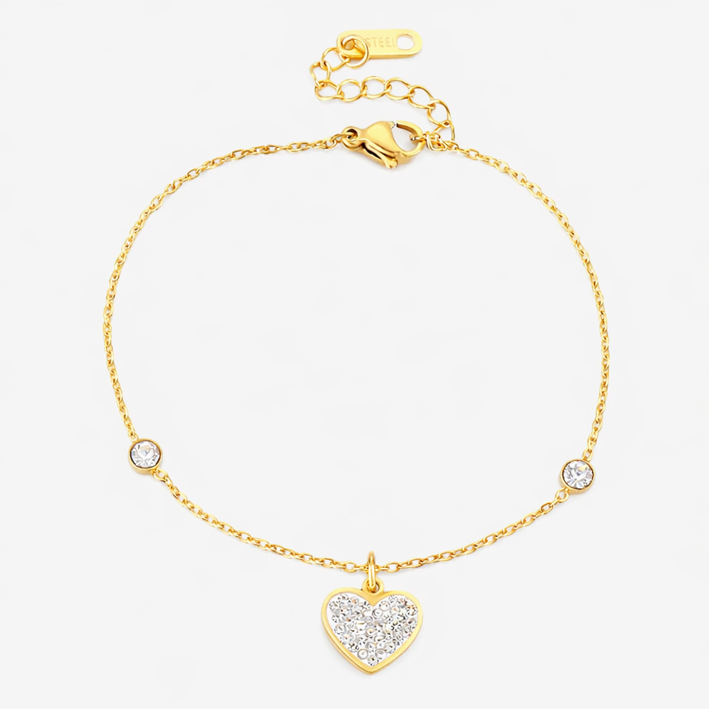 Zartes Herz-Armband Armband Wasserfest Gold 17-21cm