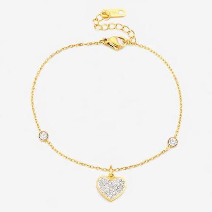Zartes Herz-Armband Armband Wasserfest Gold 17-21cm