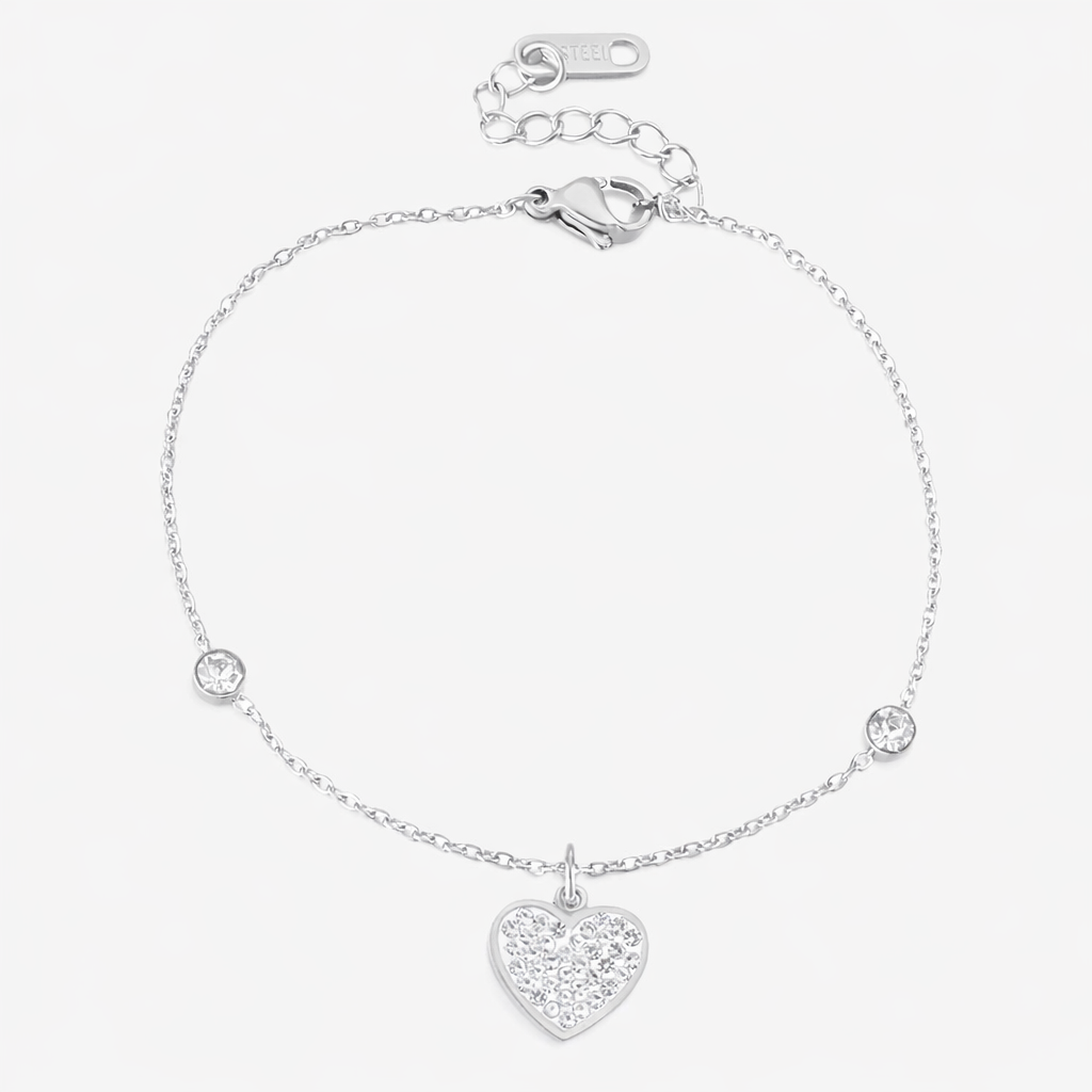 Zartes Herz-Armband Armband Wasserfest Silber 17-21cm