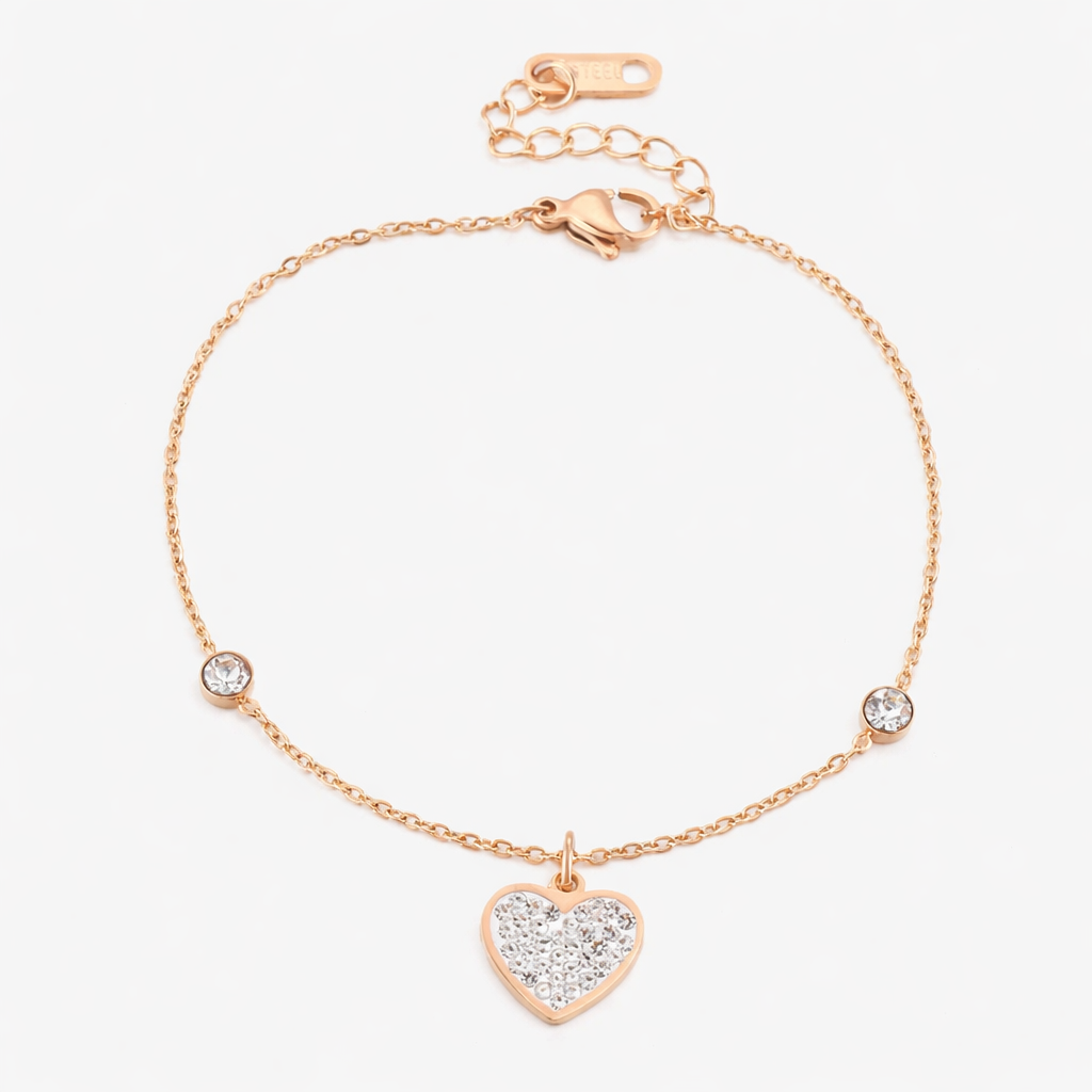 Zartes Herz-Armband Armband Wasserfest Roségold 17-21cm