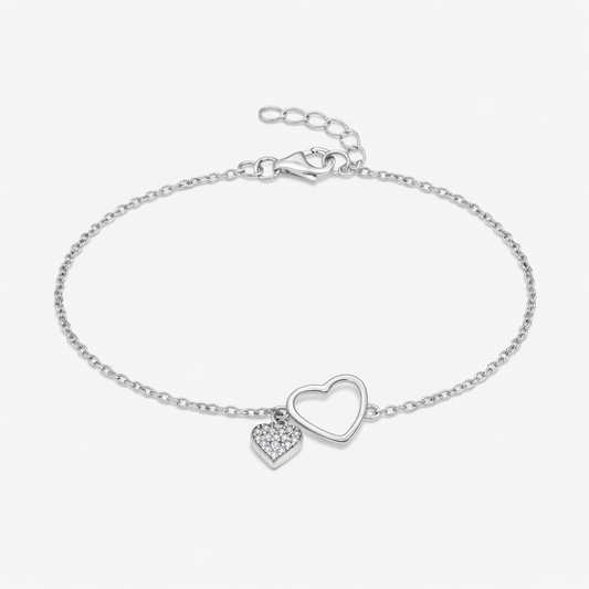 Duo Hearts Armband Sterlingsilber