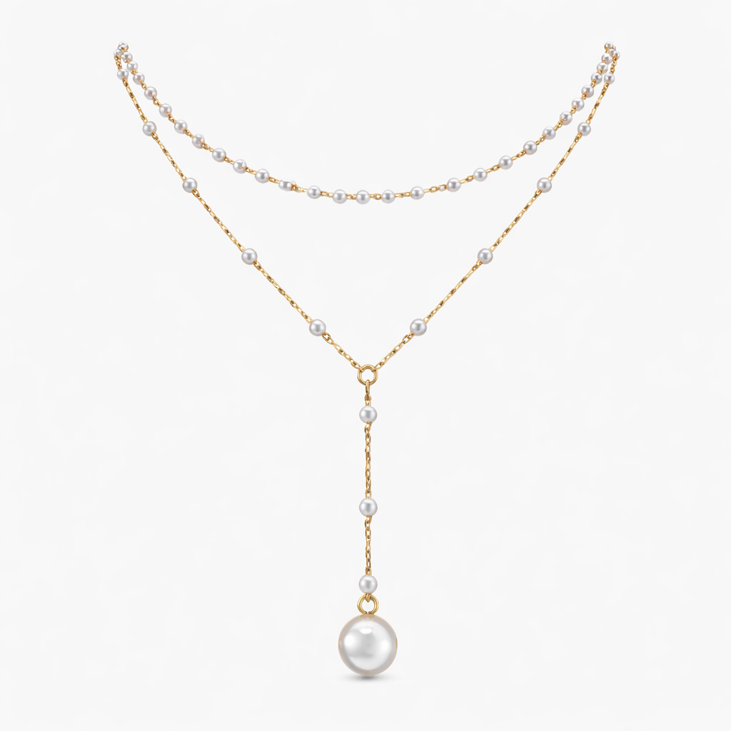 Perlen Y-Halskette Halsketten Wasserfest Gold