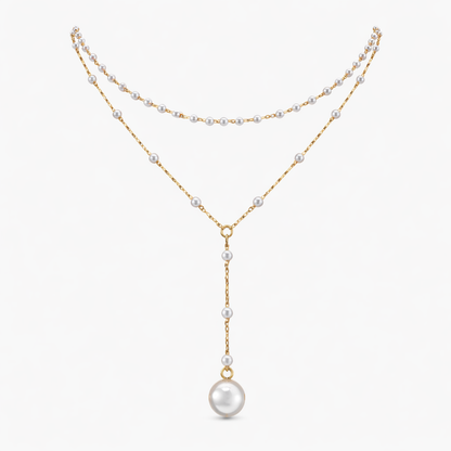 Perlen Y-Halskette Halsketten Wasserfest Gold