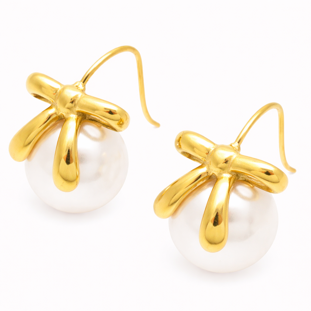 Cute Bow Ohrringe Ohrringe Wasserfest Gold
