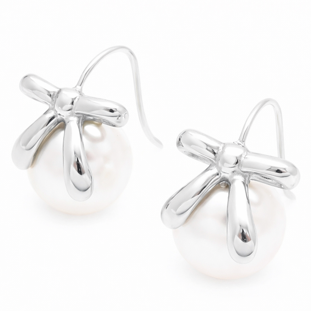 Cute Bow Ohrringe Ohrringe Wasserfest Silber