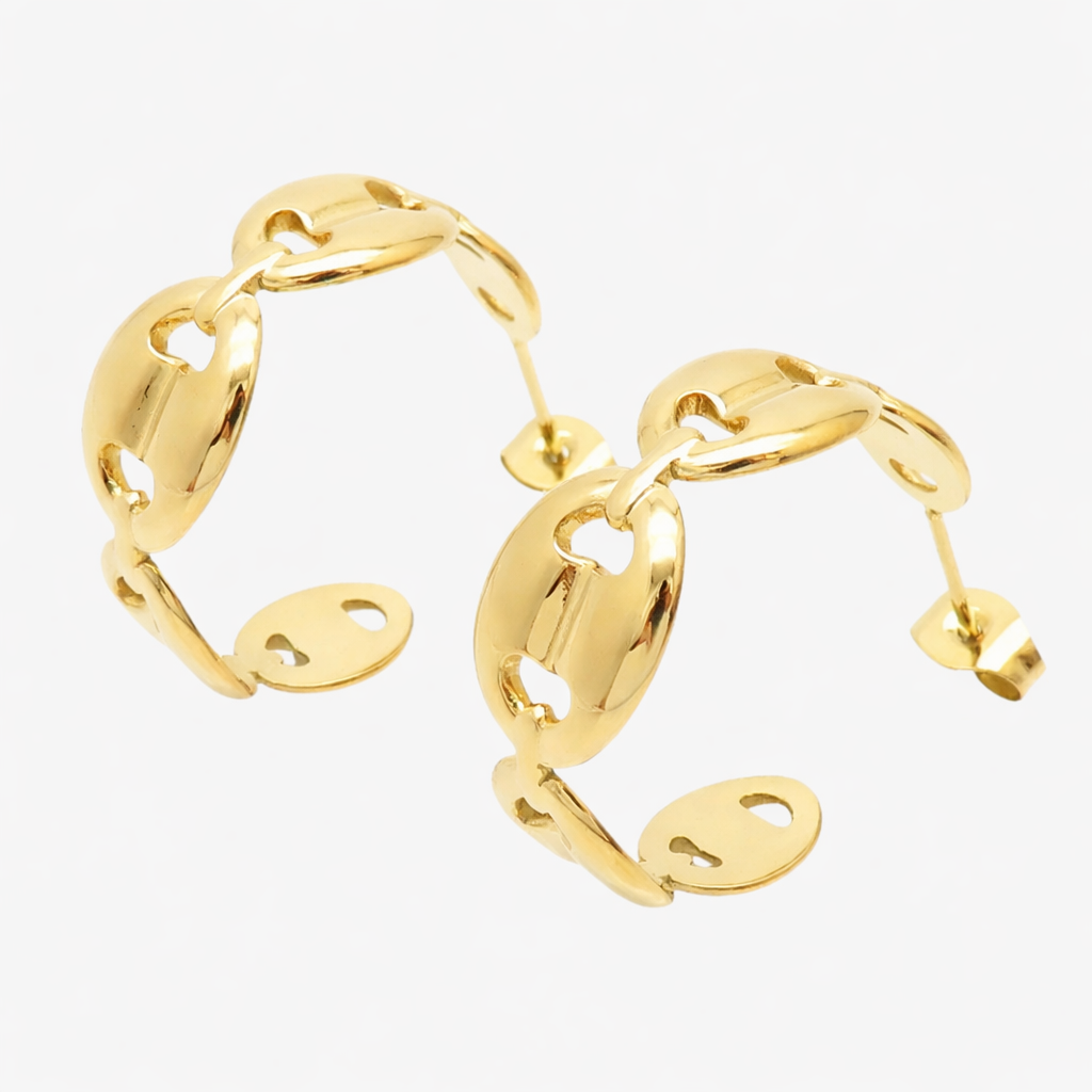 Kettenoptik Creolen Ohrringe Wasserfest Gold 23x9mm