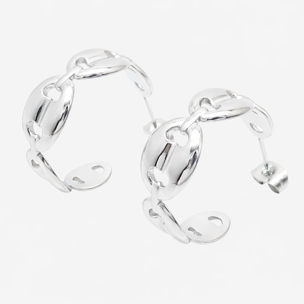 Kettenoptik Creolen Ohrringe Wasserfest Silber 23x9mm