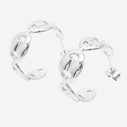 Kettenoptik Creolen Ohrringe Wasserfest Silber 23x9mm