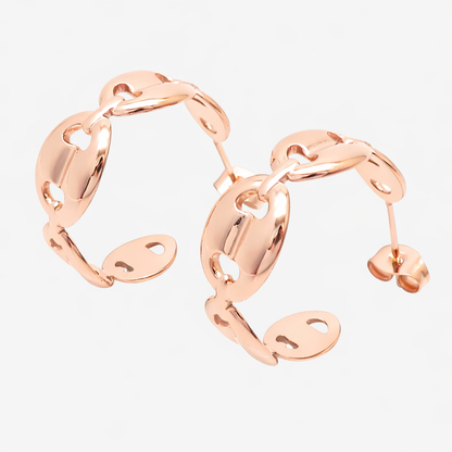 Kettenoptik Creolen Ohrringe Wasserfest Roségold 23x9mm