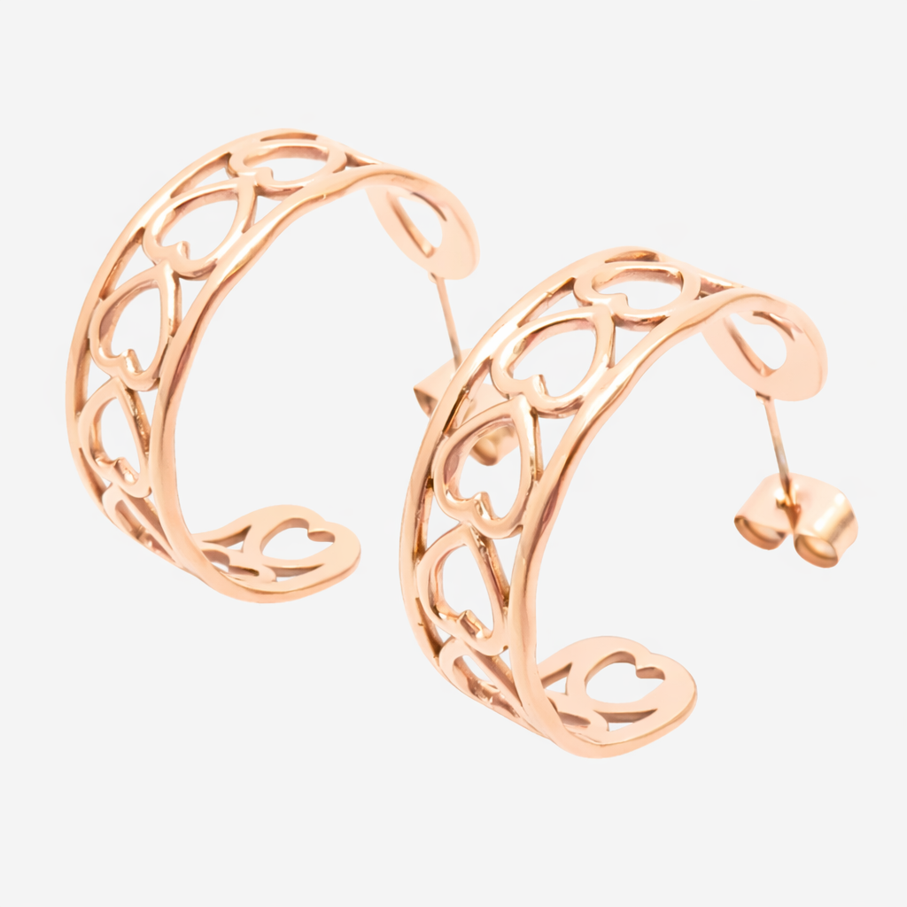 Cut-out Herz Ohrringe Ohrringe Wasserfest Roségold 24x8mm