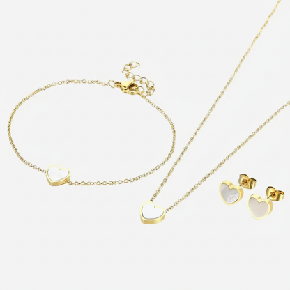 Herzschmuck Set Halsketten Wasserfest Gold 41cm 18cm