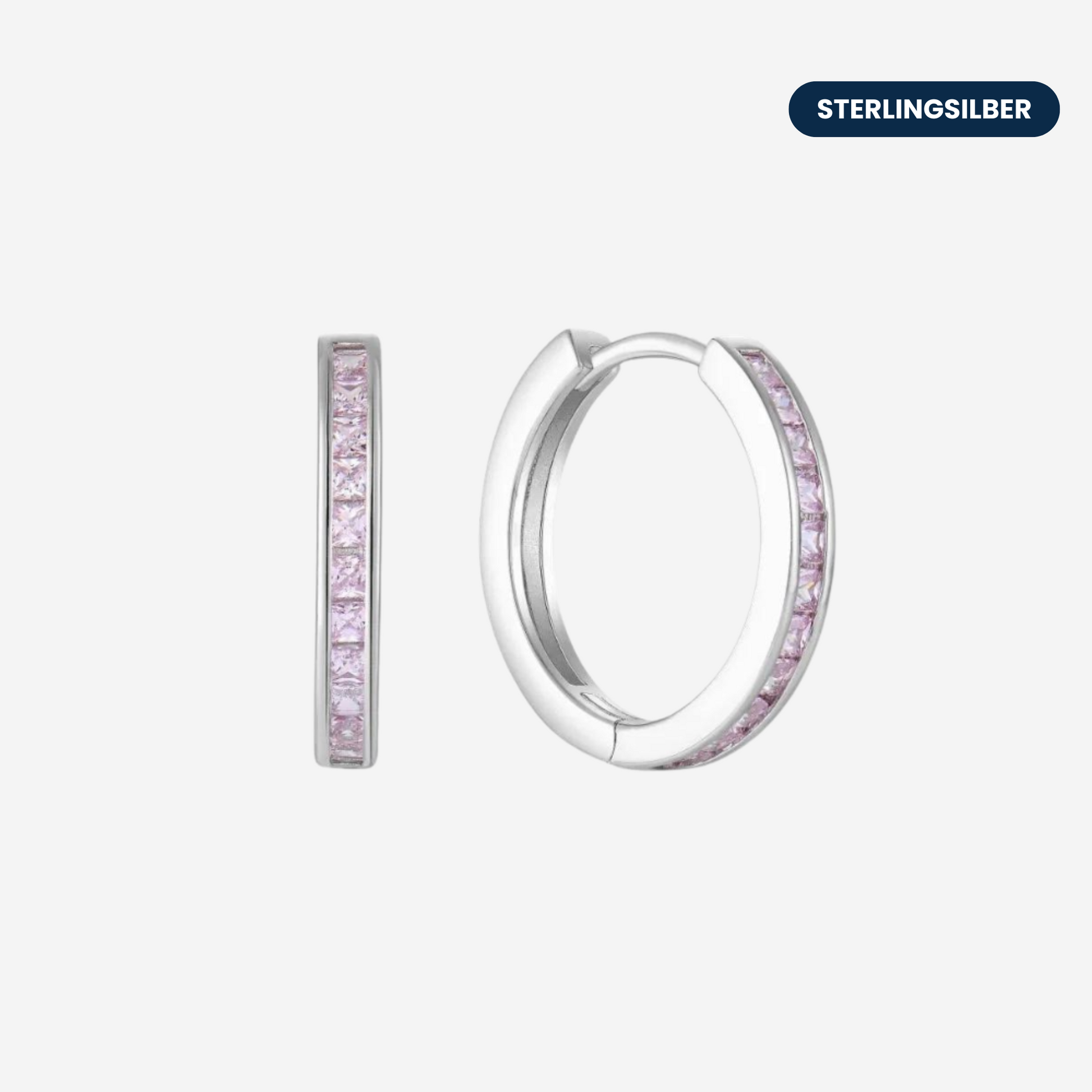 Pinke Zirkon Creolen Ohrringe Sterlingsilber