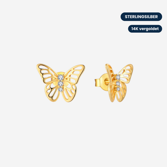 Schmetterling Gold Ohrringe Ohrringe Sterlingsilber