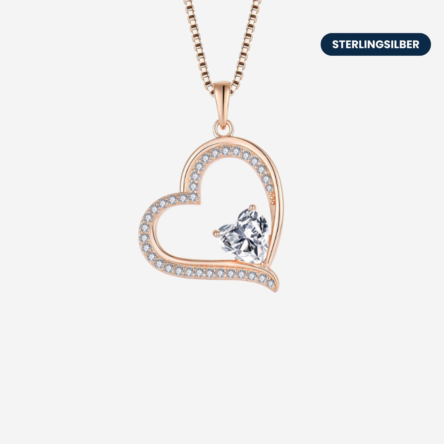 Rosé Herz Halskette Halsketten Sterlingsilber