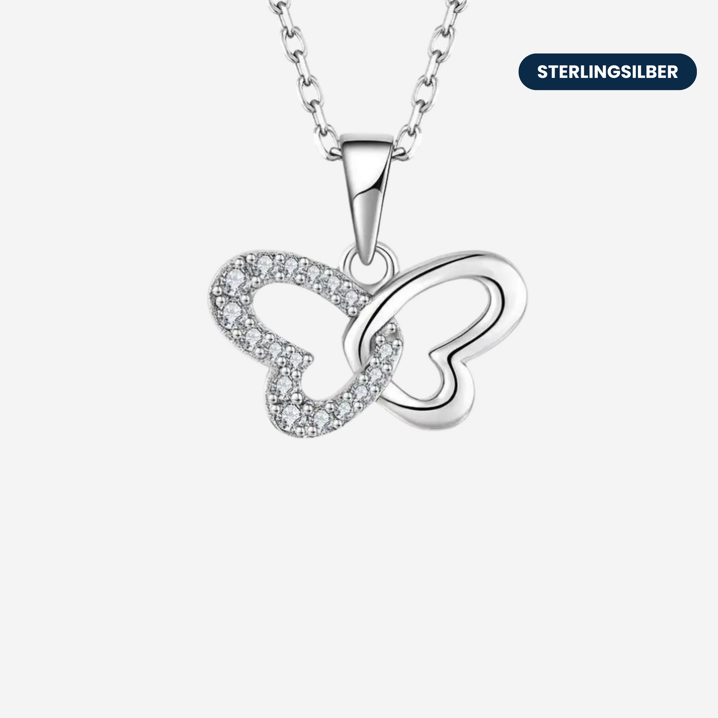 Herz-Schmetterling Halskette Halsketten Sterlingsilber