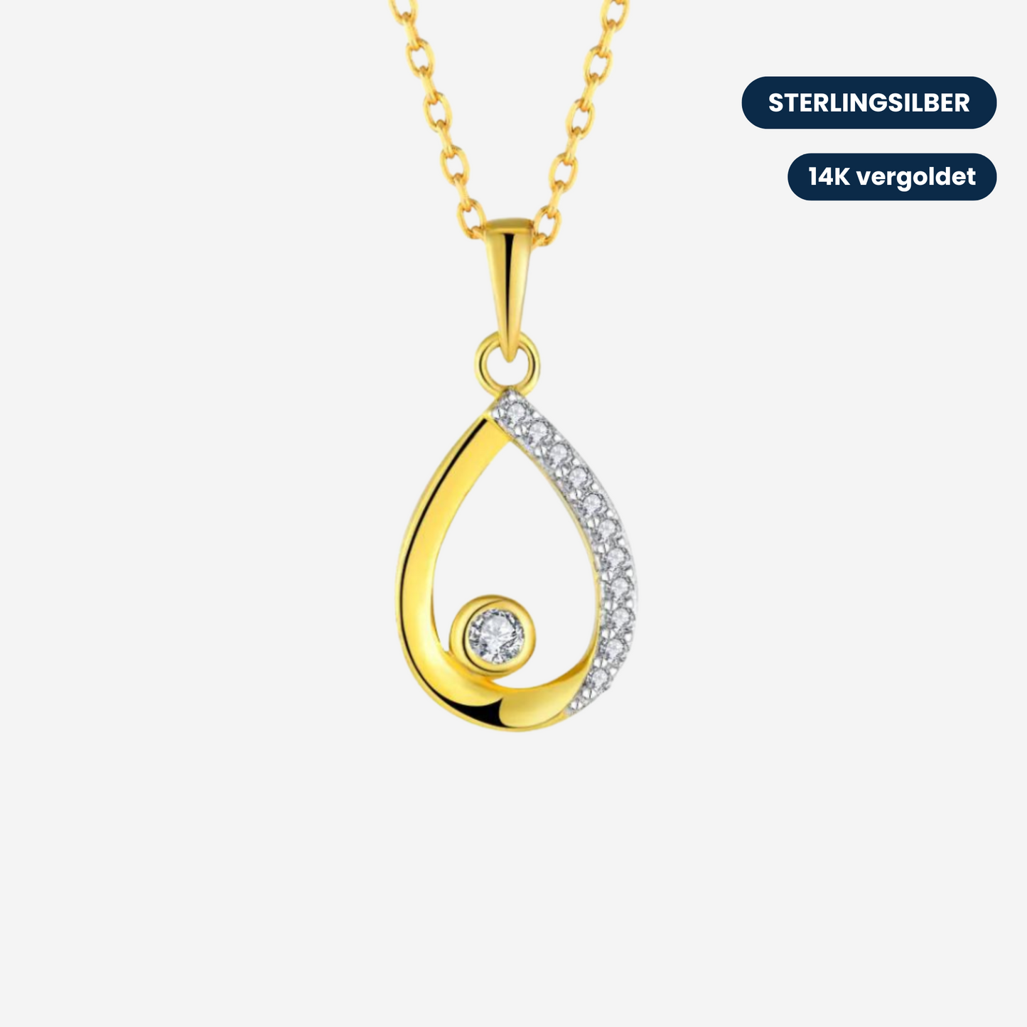 Gold Halskette Wassertropfen Halsketten Sterlingsilber