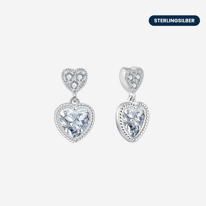Doppel Herz Ohrringe Ohrringe Sterlingsilber