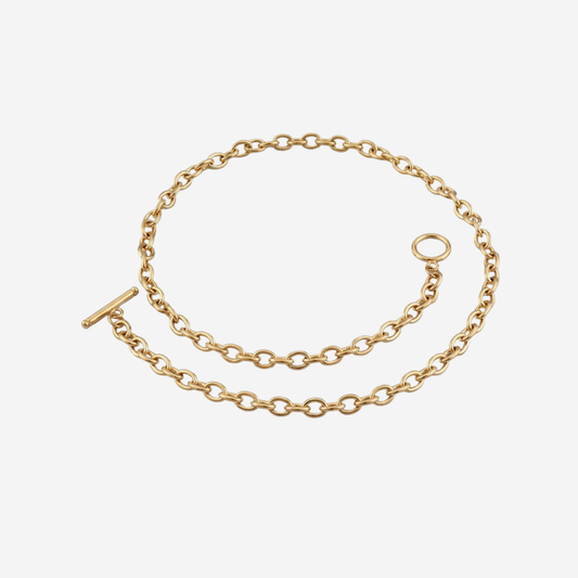 T-Bar Verschluss Halskette Halsketten Wasserfest Gold