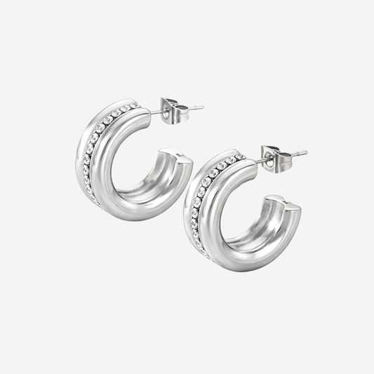 Double Shine Hoops Ohrringe Wasserfest Silber 20x8mm